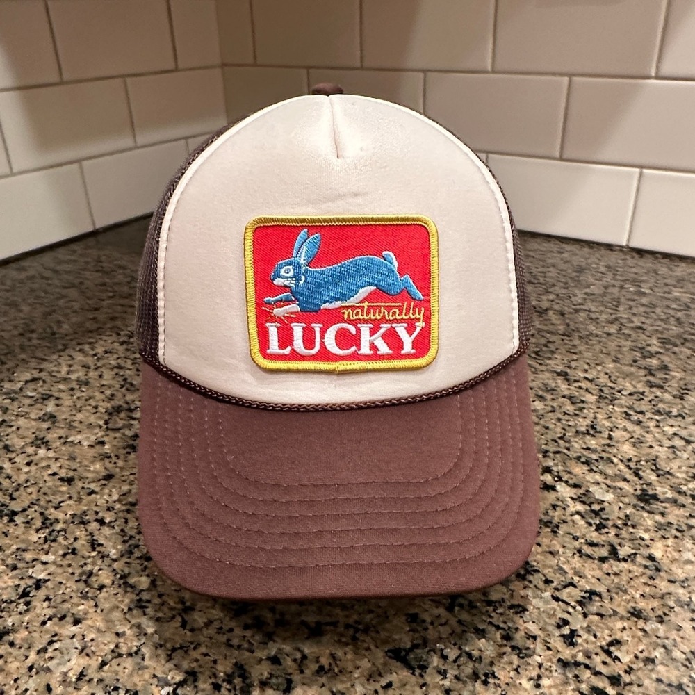 Naturally Lucky Rabbit OTTO Trucker Hat Snapback Brown Cream